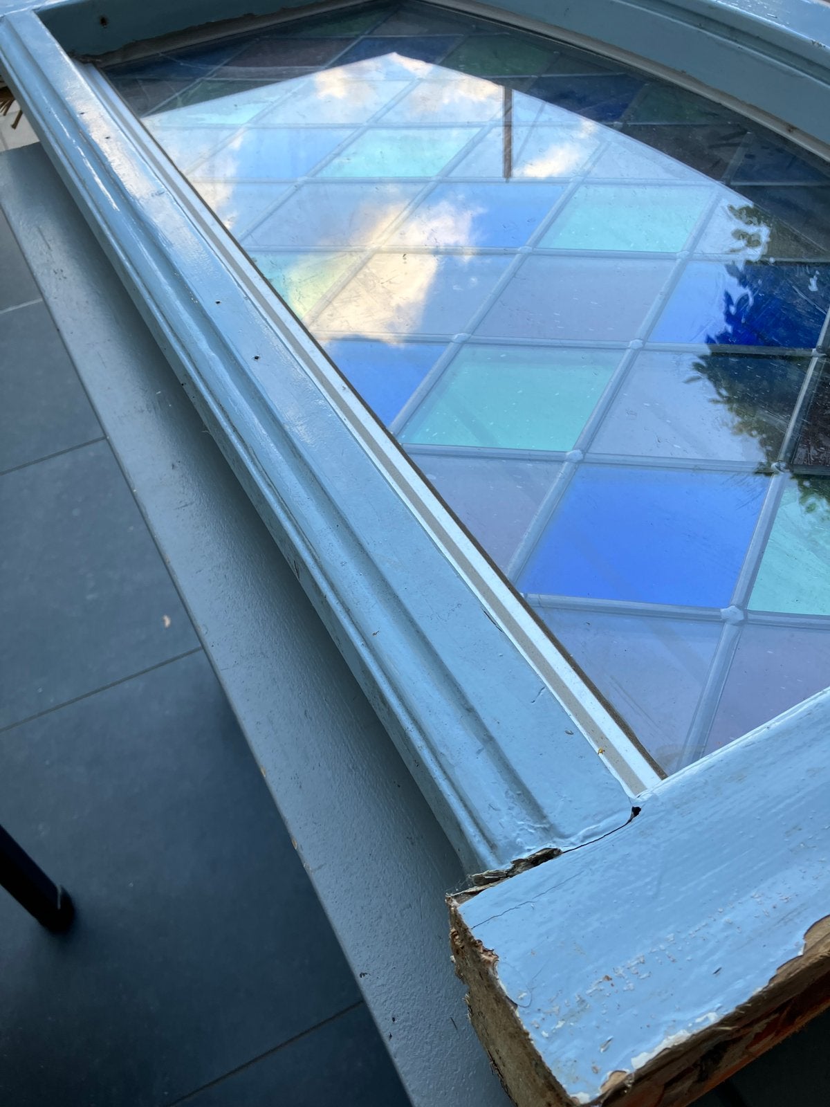 Raam met glad in lood ruit in isolatieglas, Ophalen, Gevelraam of Ruit, Glas in lood, 80 tot 120 cm