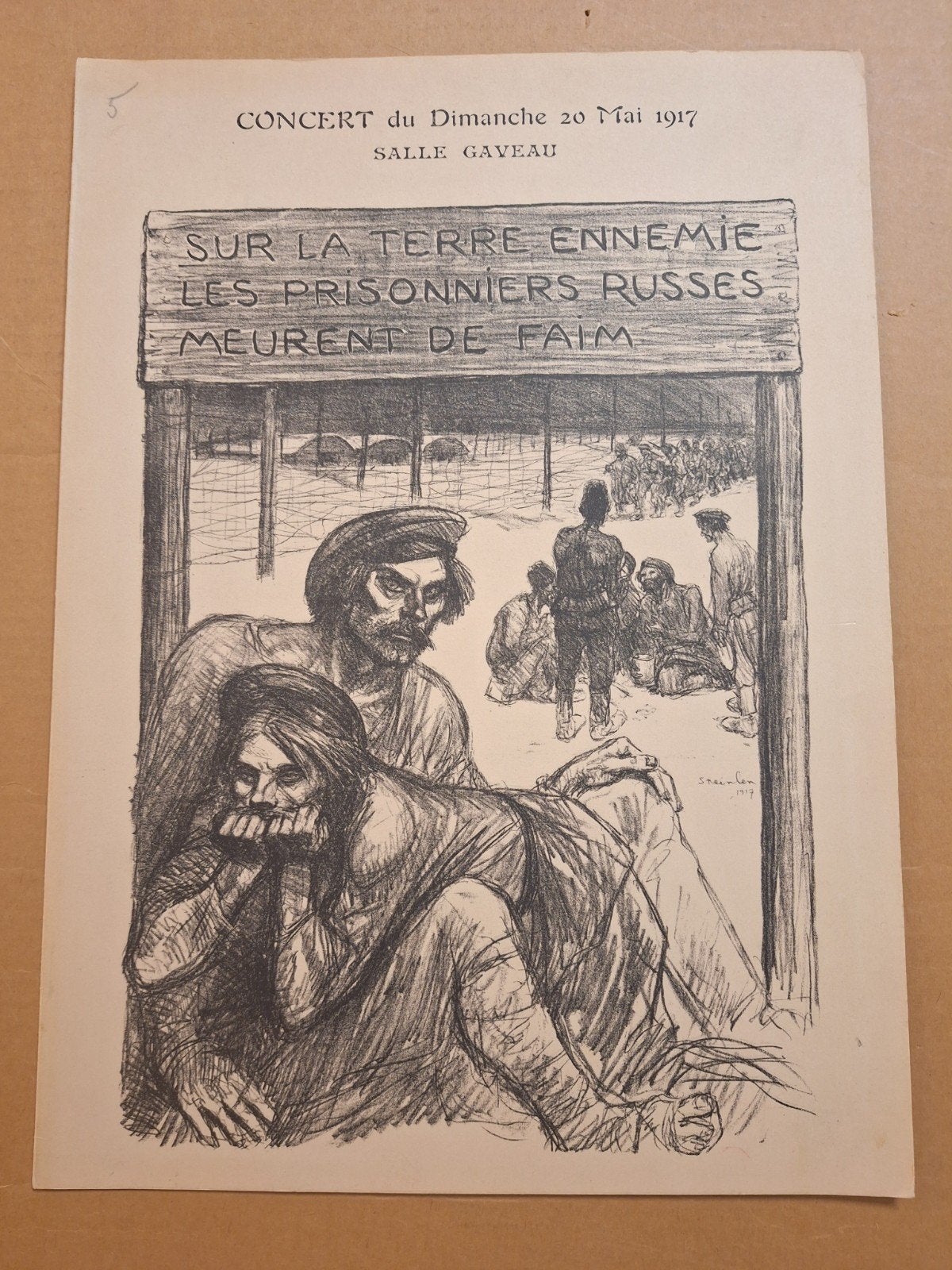 Lithografie van Steinlen uit 1917 - Concertprogramma, Origineel, Dagelijks leven, Ophalen of Verzenden, Lithografie