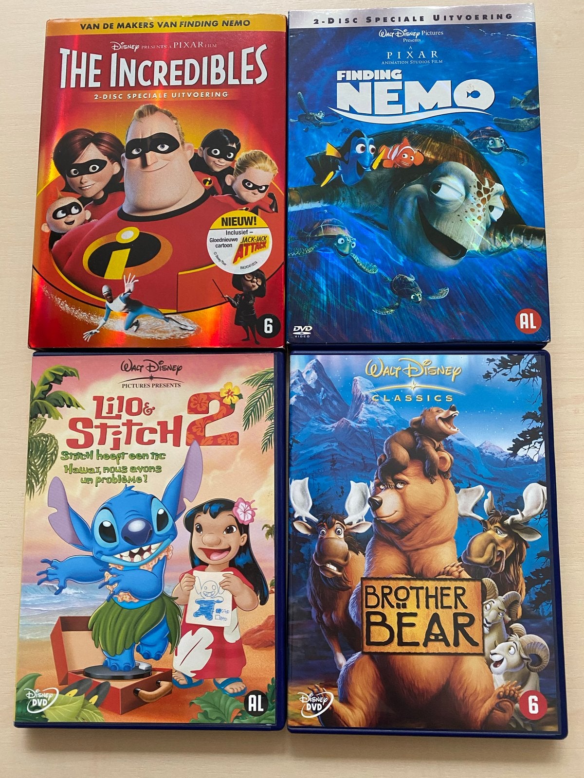 Disney/Pixar DVD Collectie: Incredibles, Nemo, Lilo & Stitch, Animatie, Nederlands, Gebruikt, Bonusmateriaal