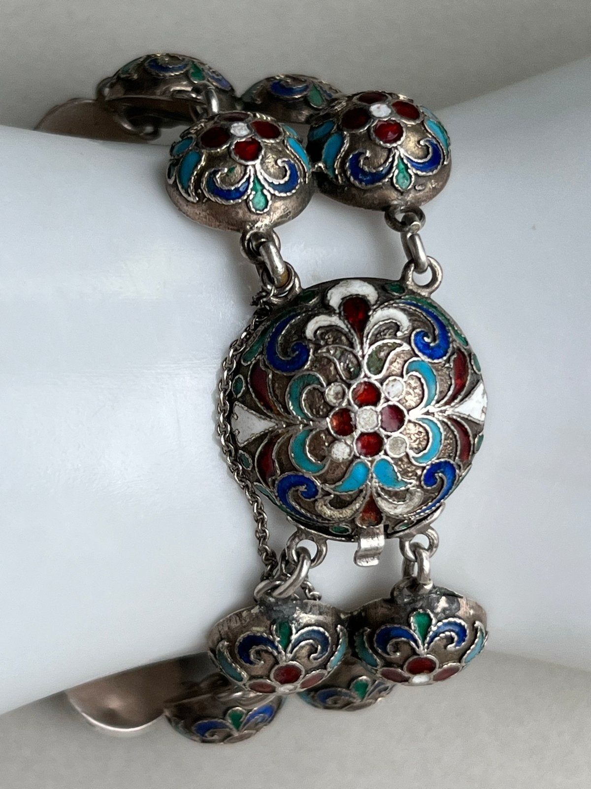 Bijzonder mooie zilveren Russische armband, Verzenden, Zo goed als nieuw, Rood, Zilver