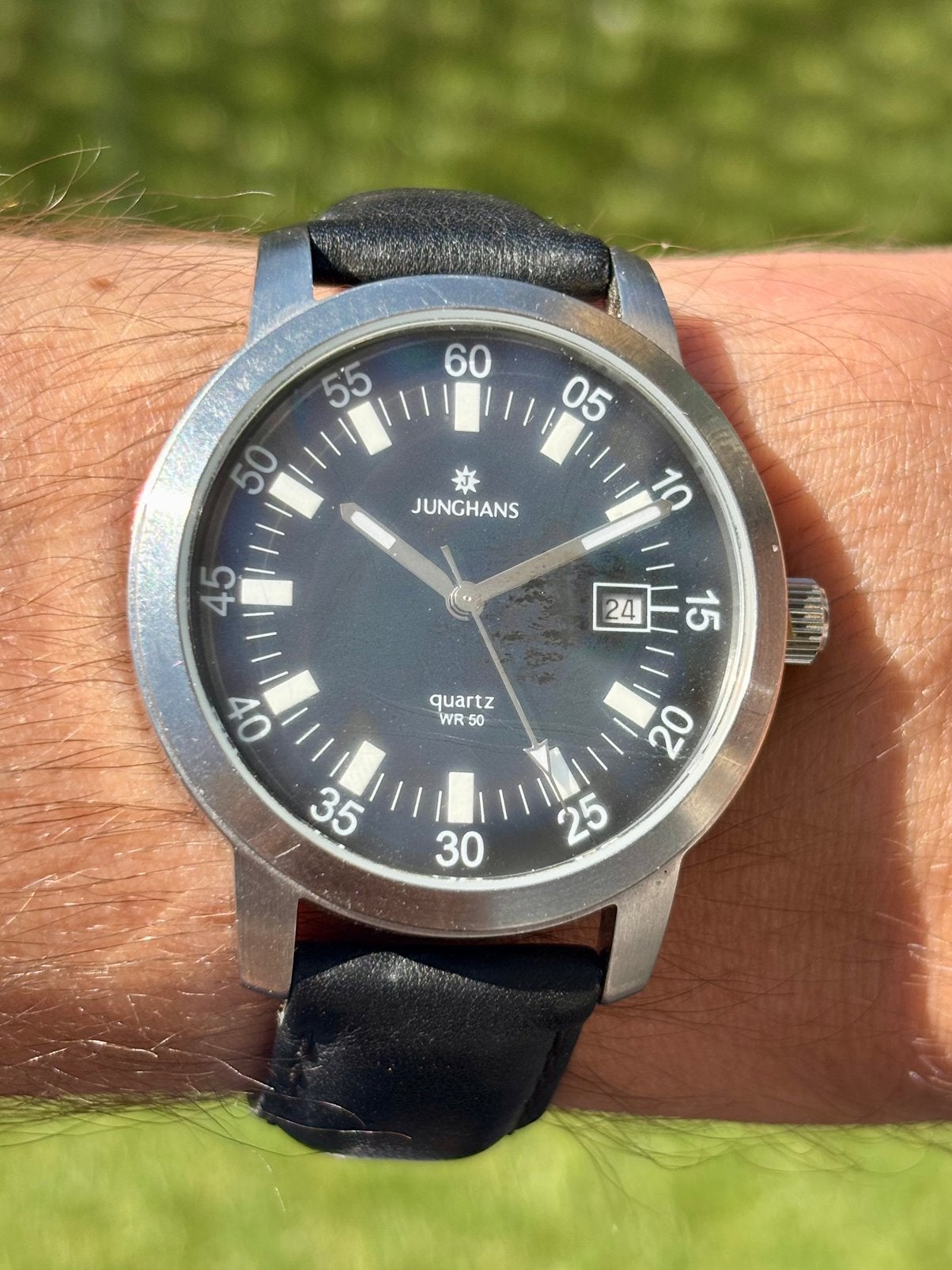 Junghans quartz, Ophalen of Verzenden, Zo goed als nieuw, Leer, Overige merken