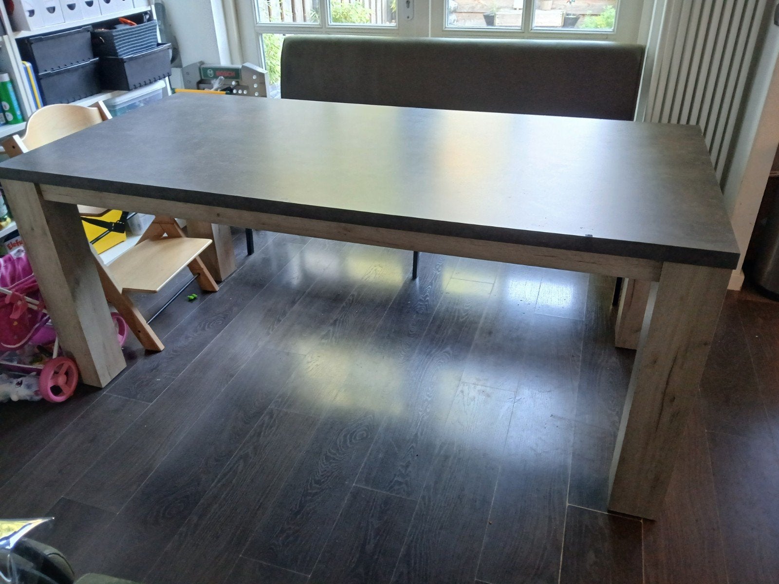 Eettafel 190x90 cm met kleine beschadiging, Ophalen, Gebruikt, 50 tot 100 cm, Vijf personen of meer