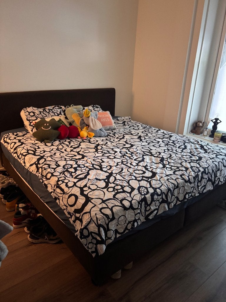 Auping Boxspring 180x200 cm - Nette staat, Ophalen, Gebruikt, Bruin, Tweepersoons