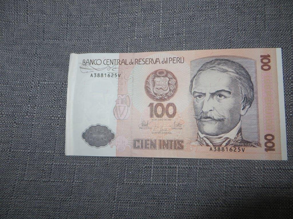 Bankbiljet Peru 100 INTIS 1987 - Ramon Castilla - zeer mooi, Ophalen of Verzenden, Zuid-Amerika, Los biljet