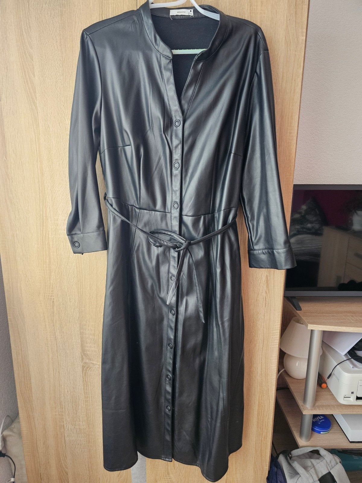 Zwarte leren jurk/ jasje van Reserved - Maat 46, Kleding | Dames, Zwart, Maat 46/48 (XL) of groter, Ophalen of Verzenden, Zo goed als nieuw