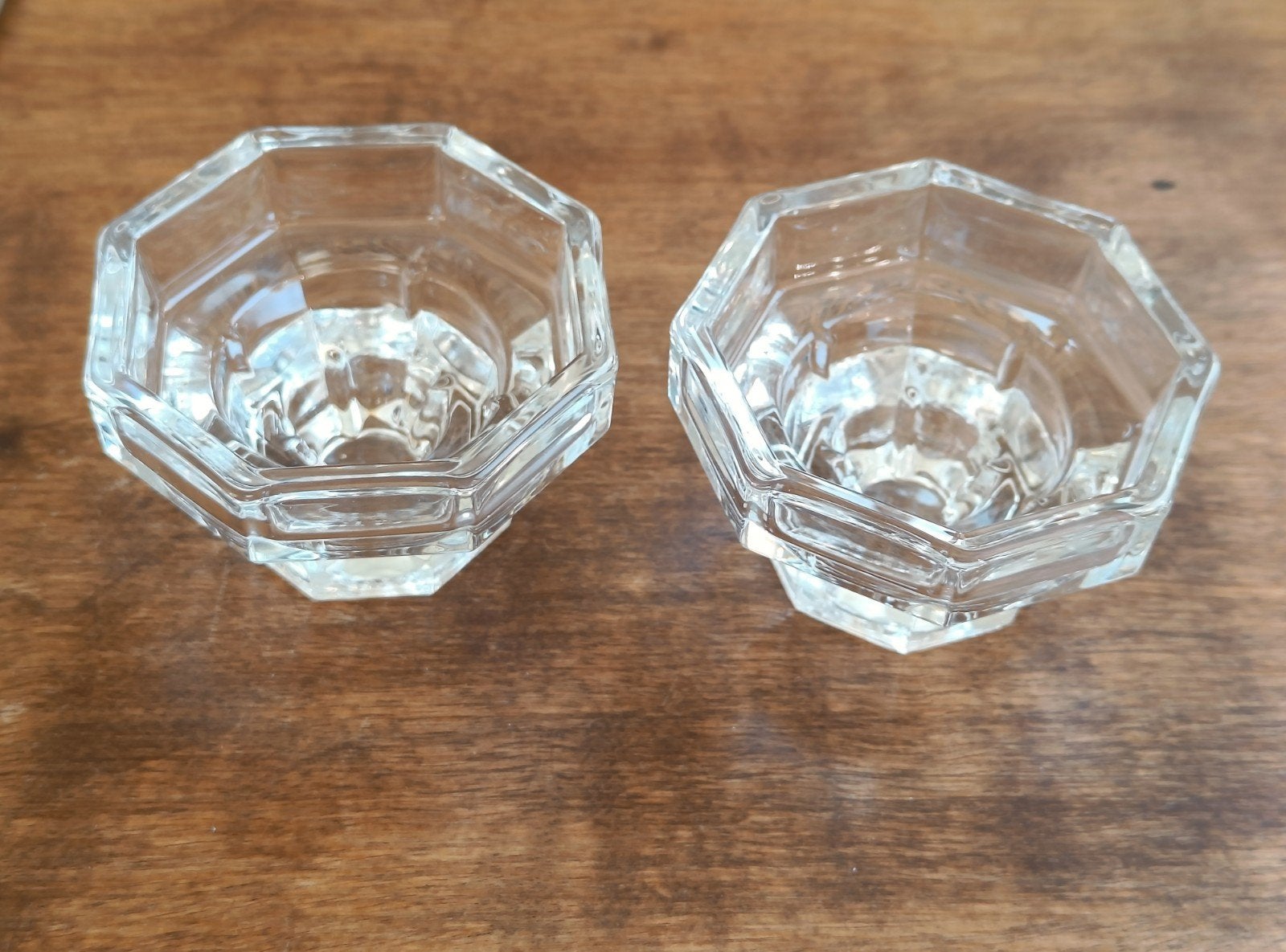 2 glazen kandelaars en/of theelichthouders, Huis en Inrichting, Woonaccessoires | Kandelaars en Kaarsen, Ophalen of Verzenden