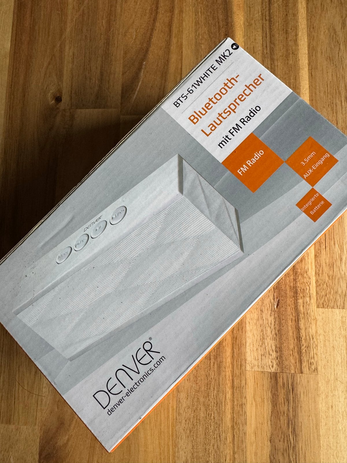Denver BTS-61WHITE MK2 Bluetooth Speaker met FM Radio, Nieuw, Draagbare speaker, AUX-ingang, Minder dan 60 watt