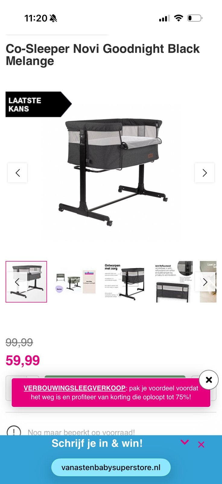 Co sleeper novi, Ophalen, Zo goed als nieuw, Wieg