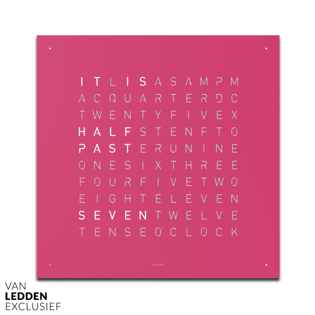 Qlocktwo Earth 45 Pretty Pink Design Woordklok Roze Klok, Wandklok, Digitaal, Nieuw, Ophalen of Verzenden