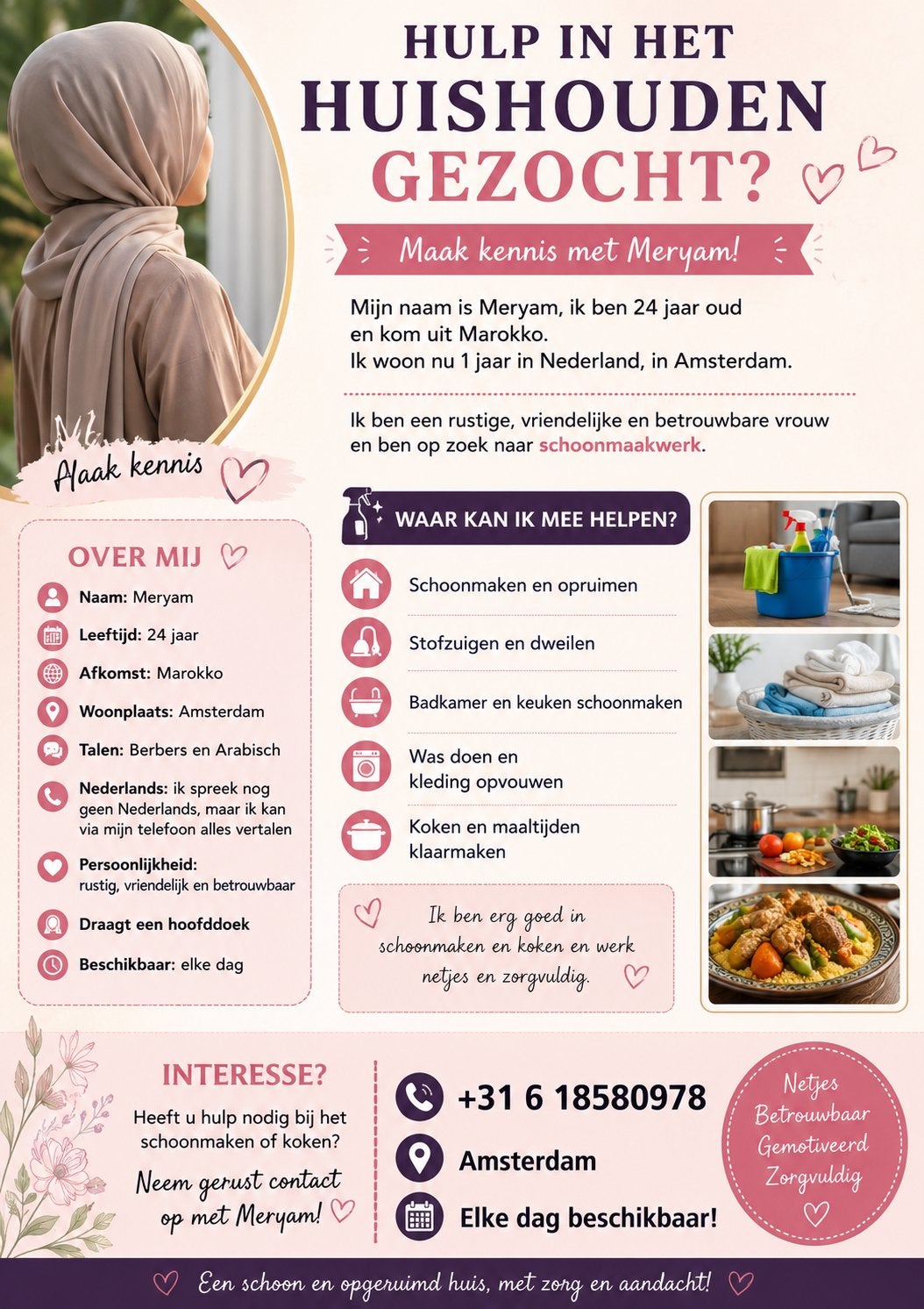 Vrouw uit marokko schoonmaak werk, Schoonmaken bedrijfsruimte