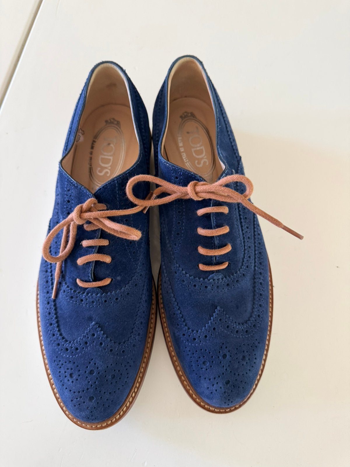 Tods suede broques dames schoenenn38,5 zgan, Ophalen, Blauw, Sneakers of Gympen, Zo goed als nieuw