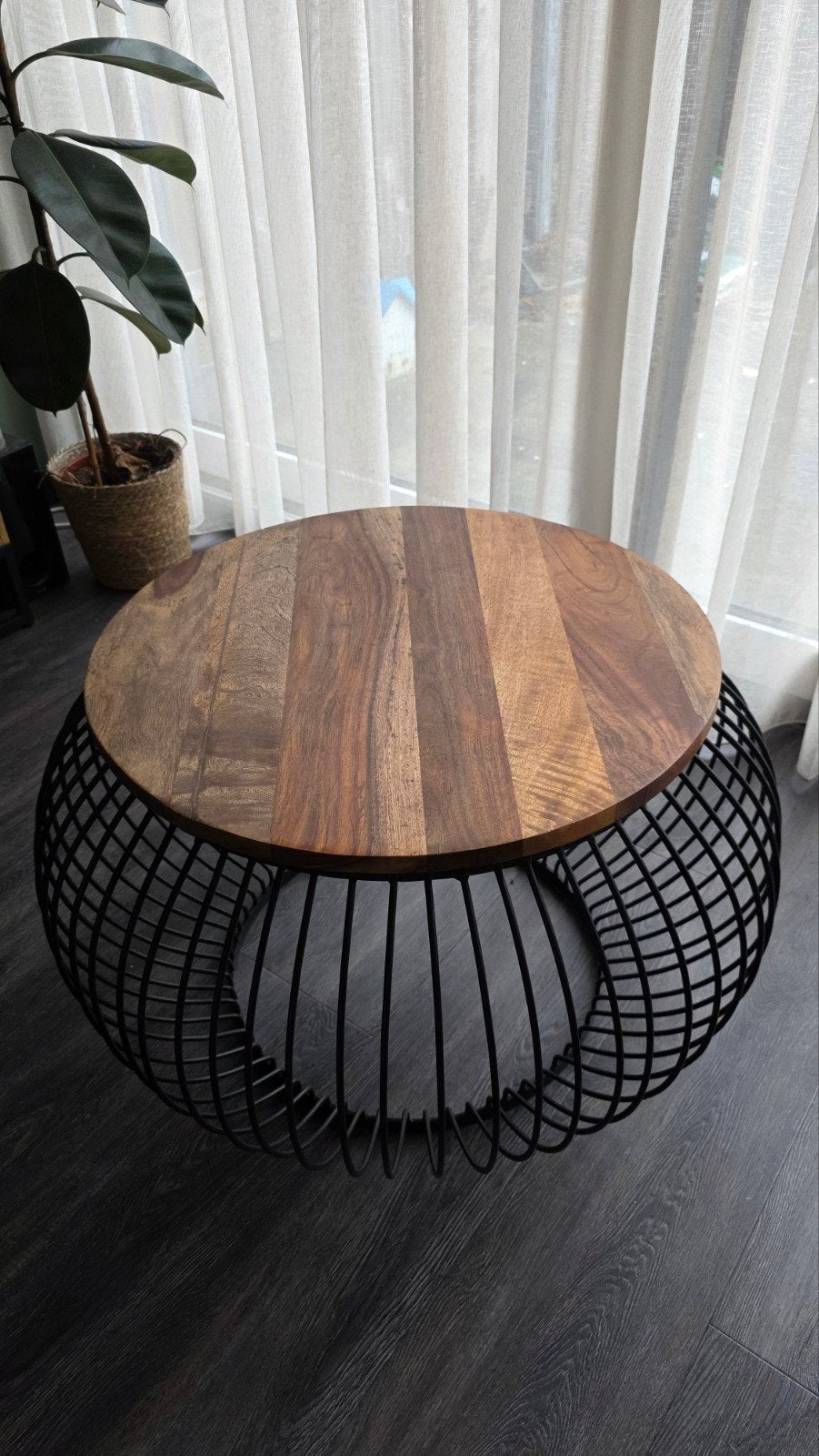 Salontafel - industrieel - mangohout, Ophalen, 50 tot 100 cm, Rond, Nieuw