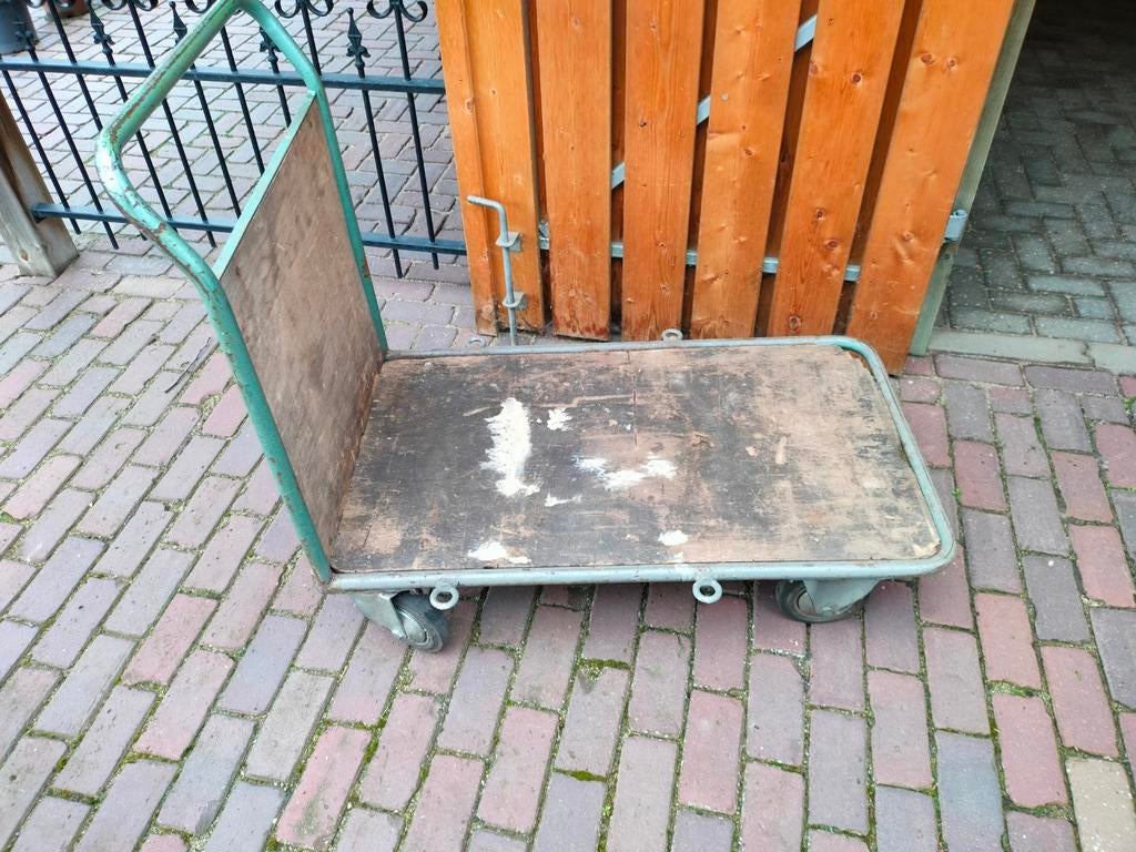 Robuuste transportkar met houten laadvlak, Doe-het-zelf en Verbouw, Transportwagens, Ophalen