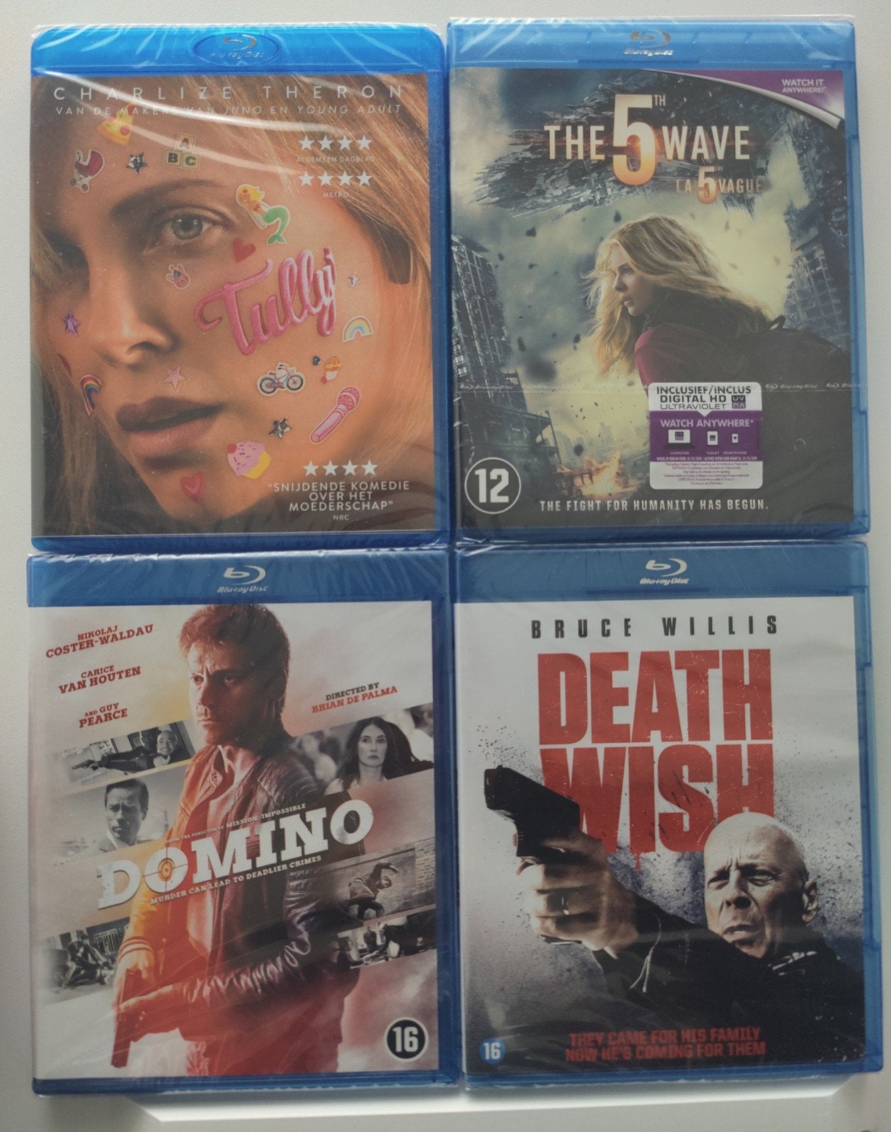 4 nieuwe Blu-rays: The 5th Wave, Tully, Domino, Death Wish, Cd's en Dvd's, Engels, Nederlands, Ophalen of Verzenden, Blu-ray