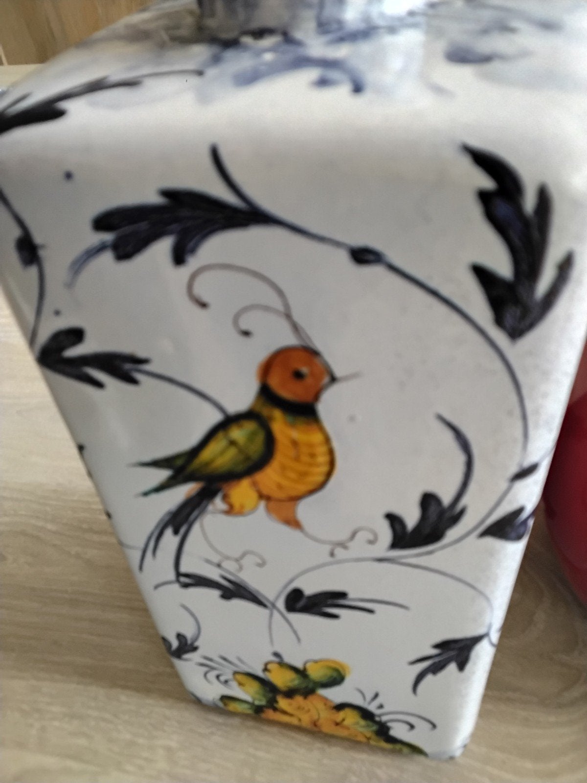 Vaas vierkant, Ophalen, 23 cm, Handgemaakt, Wit