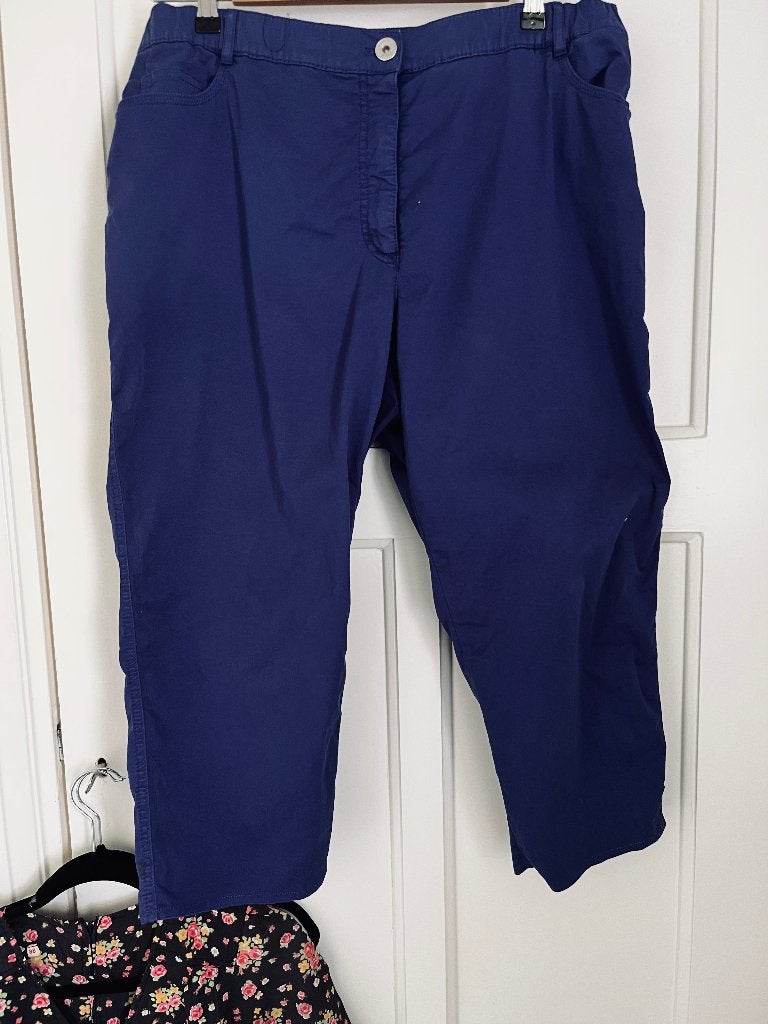 Samoon by Gerry Weber 7/8 broek blauw- paars 48 z.g.a.n., Kleding | Dames, Ophalen of Verzenden, Zo goed als nieuw, Broek of Spijkerbroek