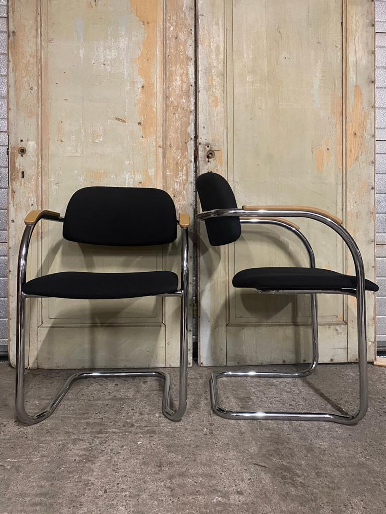 Design Stoelen, model Cole, merk Lande. Slede. Vintage. 3st., Huis en Inrichting, Stoelen, Ophalen, Slede, Zwart, -