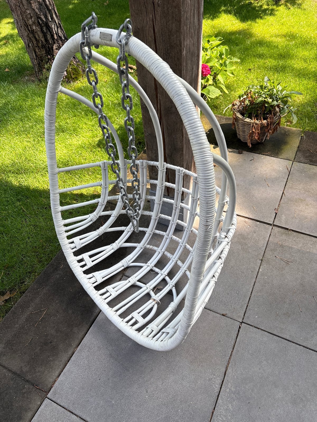 Witte hangstoel voor binnen of buiten, Ophalen, Gebruikt, Wicker