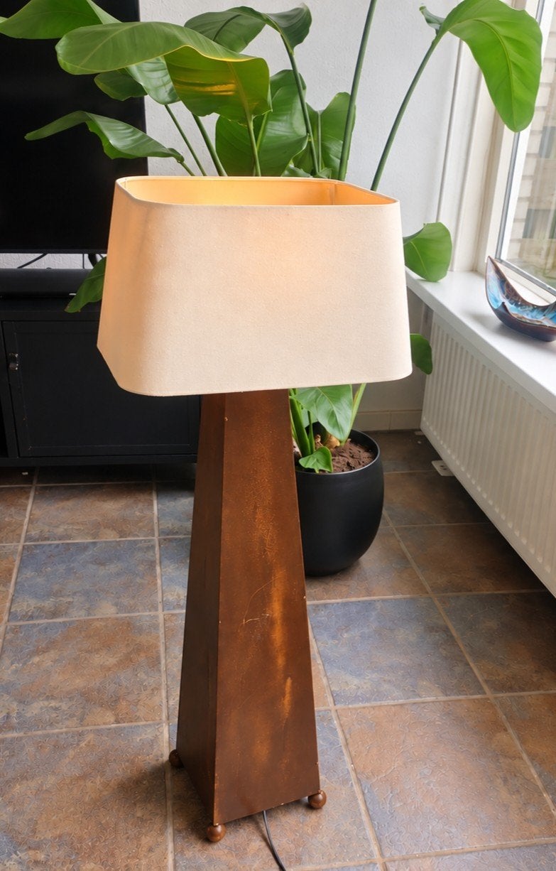 vintage exclusieve design vloer/tafellamp Van de Heg Obelisk, Ophalen, Gebruikt, E27 (groot), Minder dan 100 cm