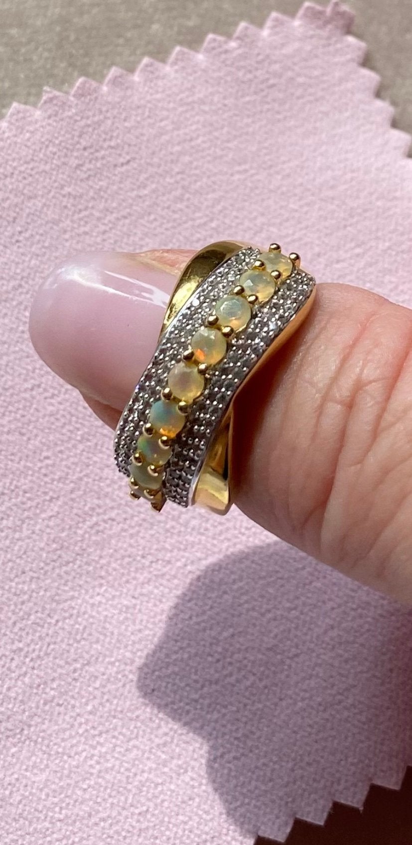 Vergulde echt zilveren ring mt 62.5/20 met Welo opalen, 20 of groter, Verzenden, Nieuw, Dame