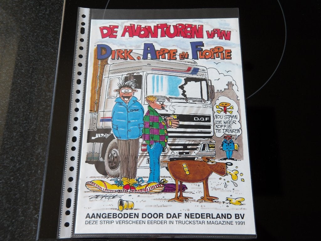 De Avonturen van Dirk, Appie en Floppie - DAF folder, Onbekend, Algemeen, Ophalen of Verzenden, Zo goed als nieuw
