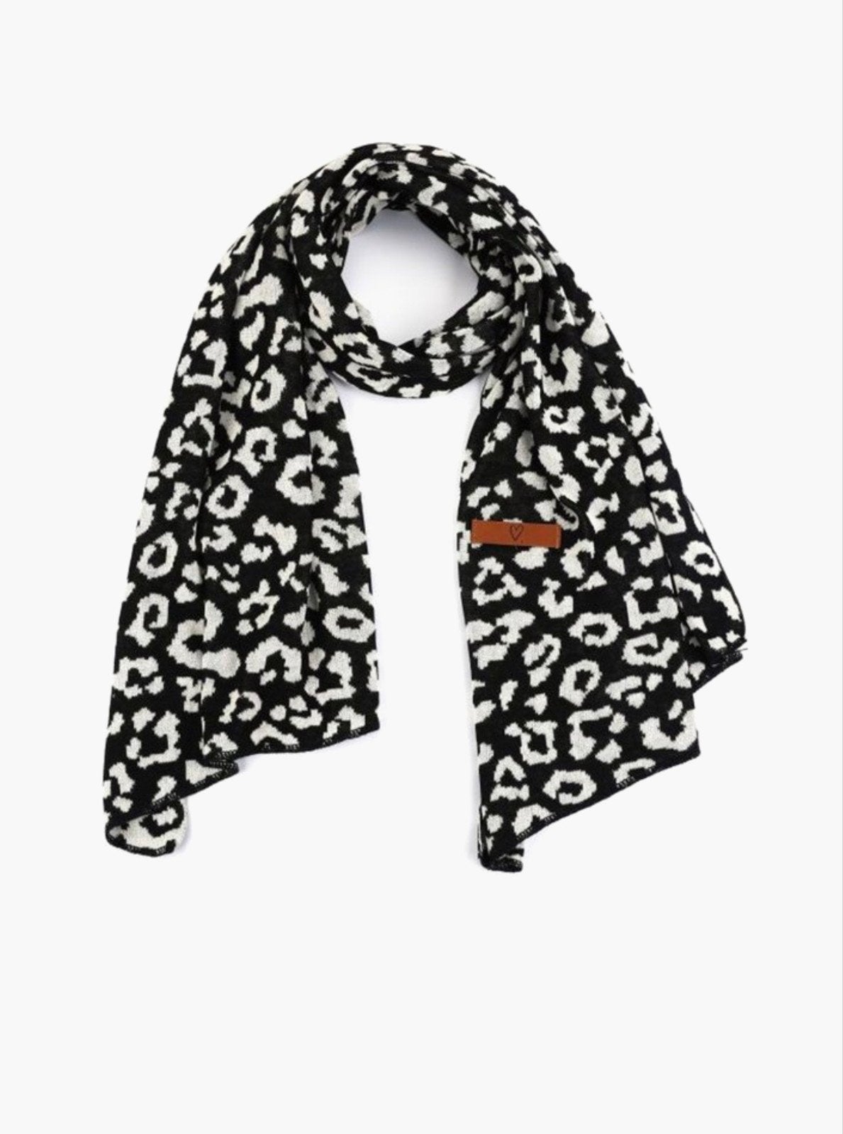 Sunset Fashion gebreide sjaal luipaard panterprint zwart wit, Maat 46/48 (XL) of groter, Nieuw, Ophalen of Verzenden, Sunset Fashion sjaal