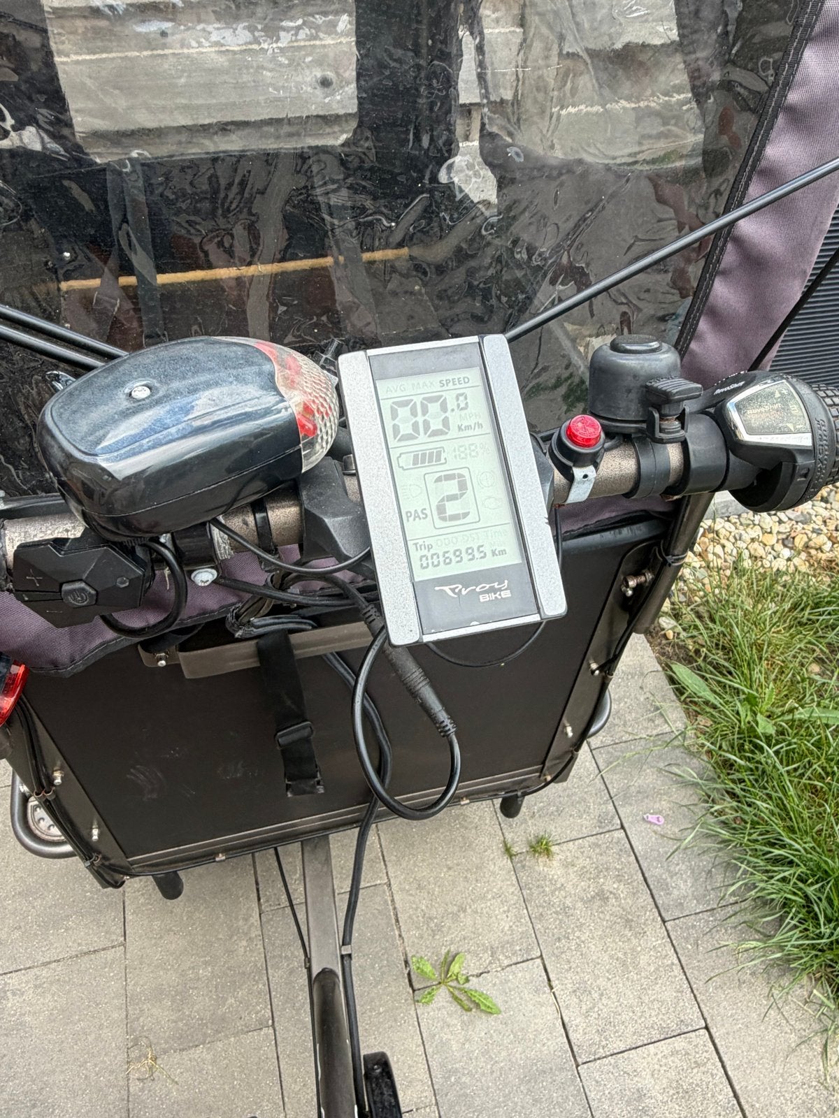 Elektrische bakfiets met huif - Troy Bike Special, 4 kinderen of meer, Gebruikt, Elektrisch, Trommelrem