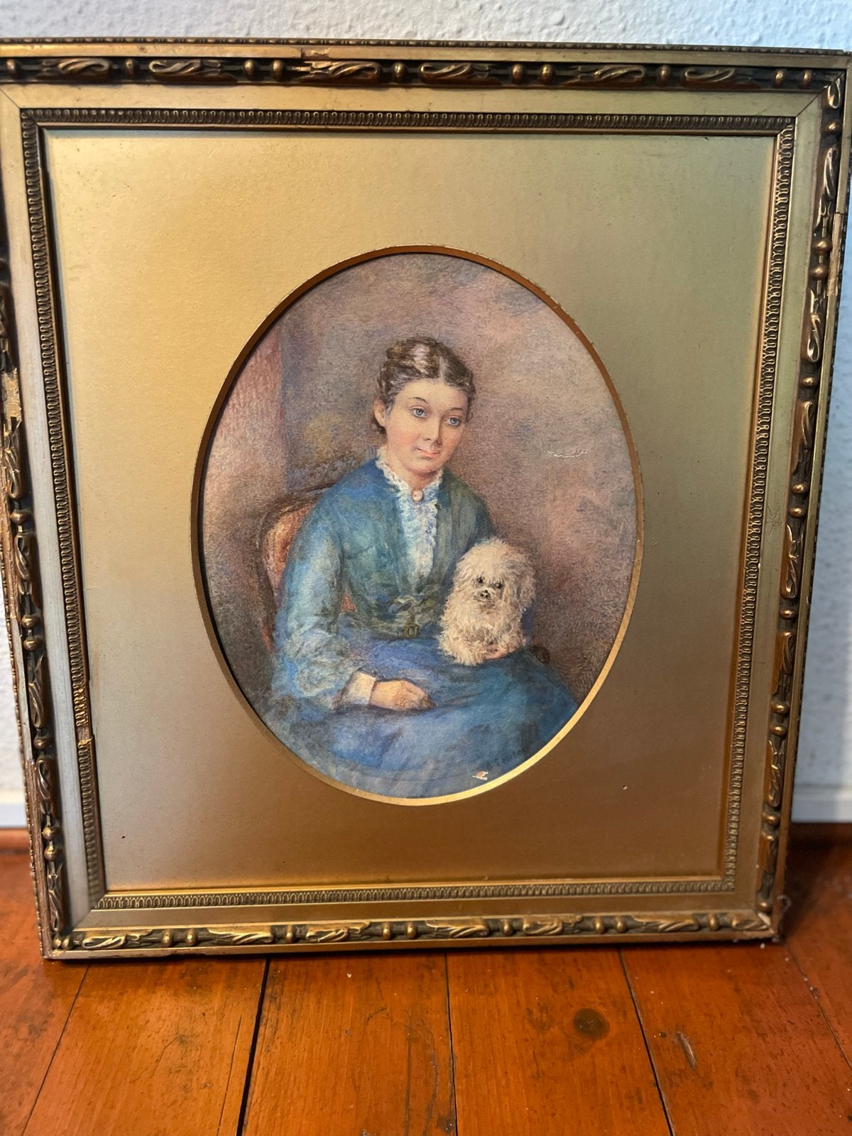 Otto Eerelman - Portret Vrouw met Hondje - Gousche op Paneel, Antiek en Kunst, Ophalen, Paneel, Portret of Personen, Olieverf
