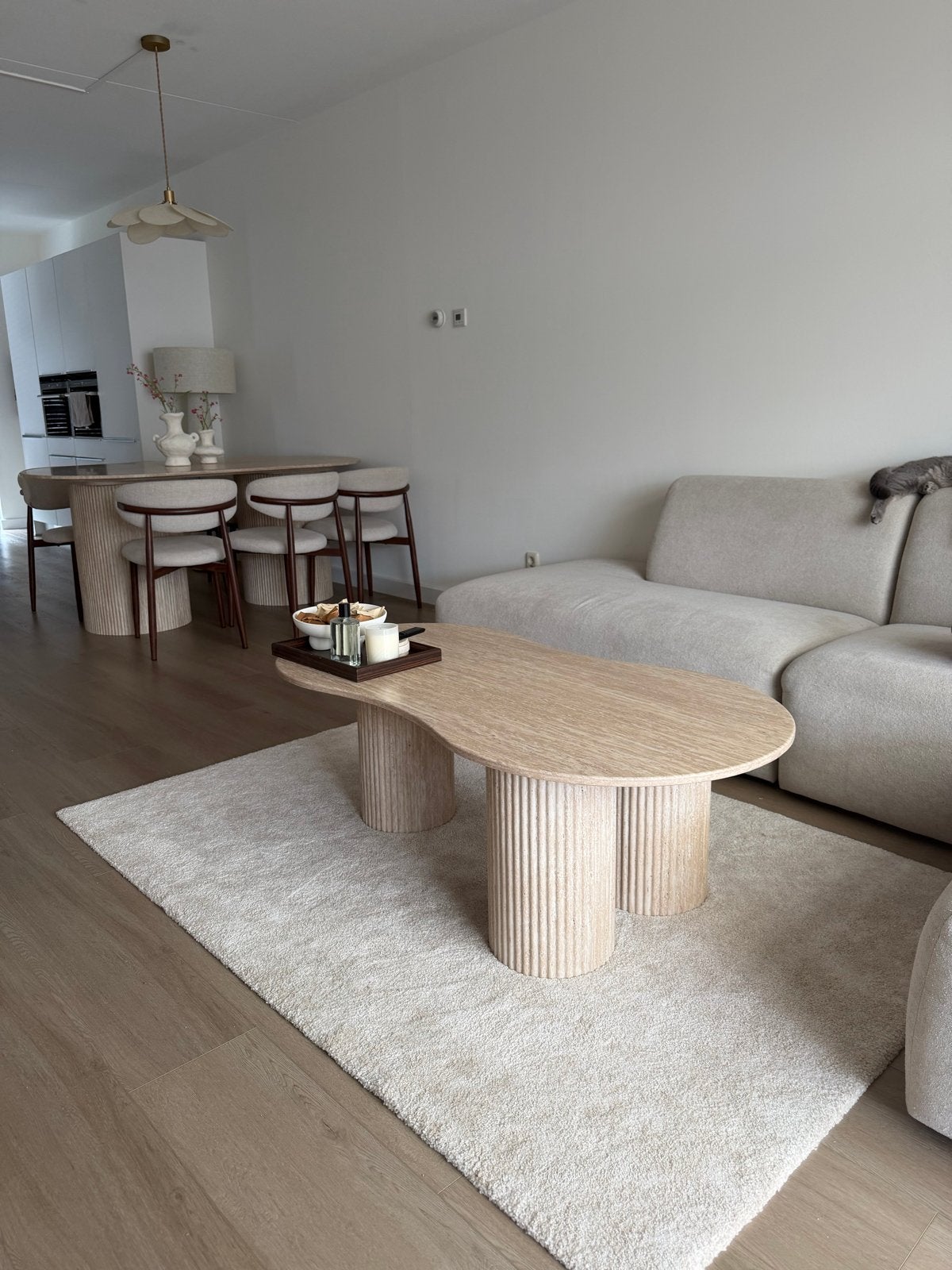 IKEA STOENSE Vloerkleed, laagpolig, ecru, 133x195cm, Ophalen, 150 tot 200 cm, 200 cm of meer, Zo goed als nieuw