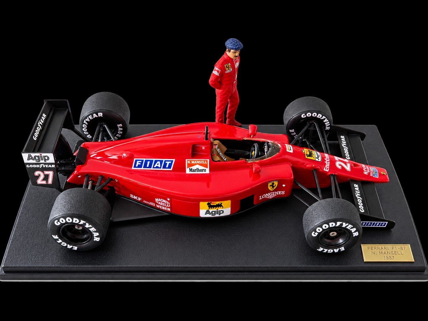 Ferrari F1-87 N. Mansell 1987 schaalmodel met vitrine, Ophalen of Verzenden, Zo goed als nieuw, Auto, Overige merken