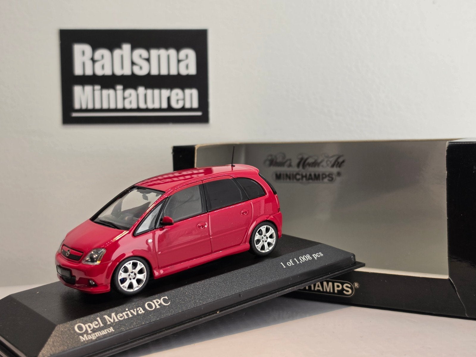 Opel Meriva A OPC - Rood - 1:43 Minichamps, Hobby en Vrije tijd, Modelauto's | 1:43, Auto, Ophalen of Verzenden, Zo goed als nieuw