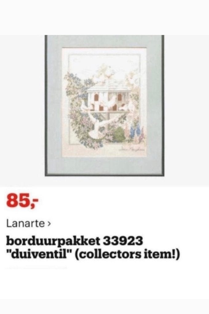 BORDUURPAKKET LANARTE DUIVENTIL ZELDZAAM, Hobby en Vrije tijd, Borduren en Borduurmachines, Verzenden, Nieuw, Handborduren, Borduurpakket