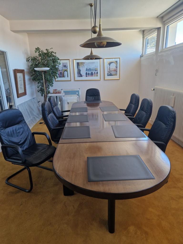 Directie Vergadertafel 420x120cm met 8 Lederen Stoelen, Ophalen of Verzenden