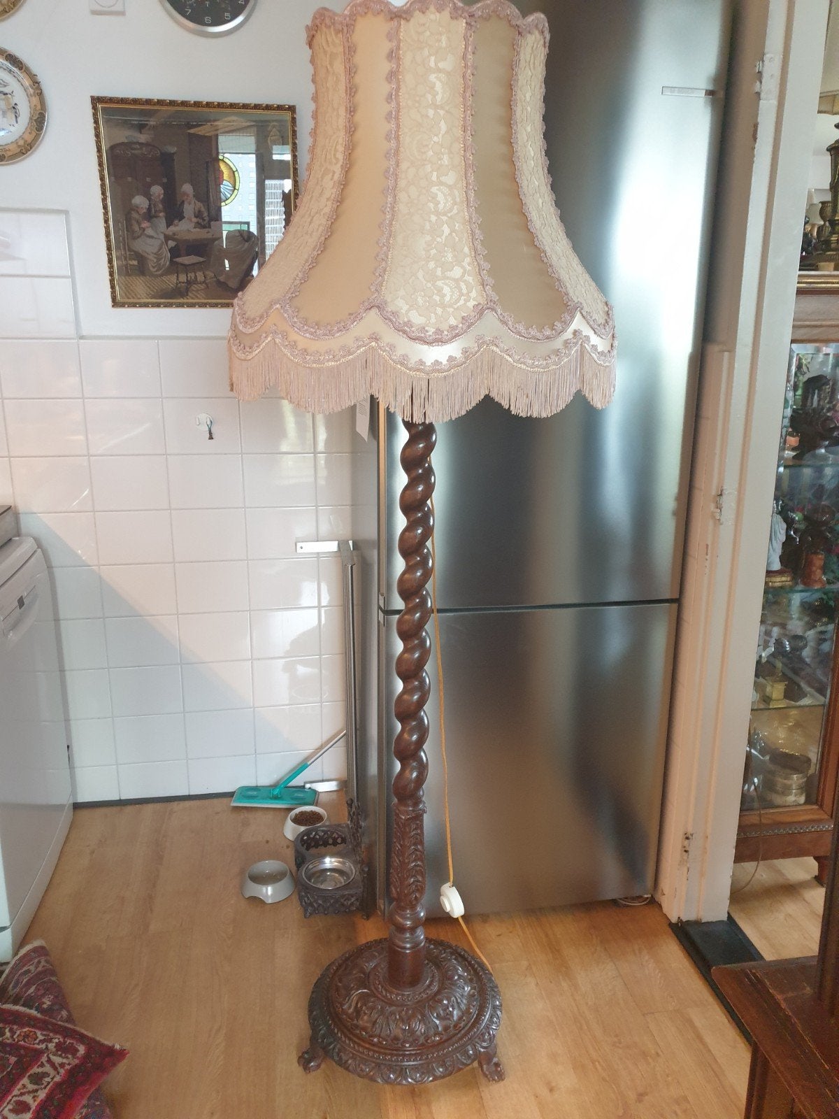 Antieke getorste staande schemerlamp., Ophalen, Zo goed als nieuw, 150 tot 200 cm