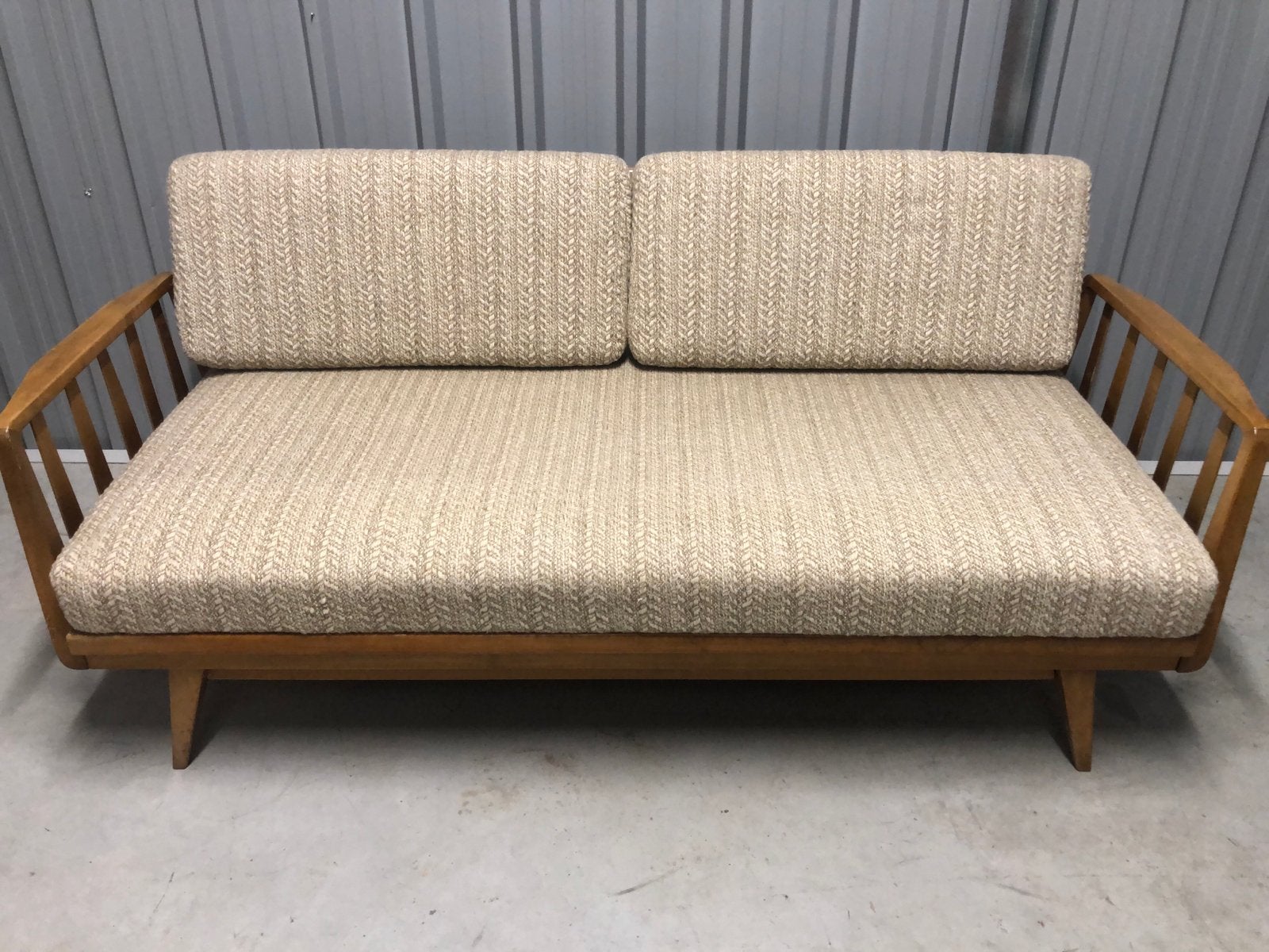 Vintage Teakhouten Slaapbank / Daybed met Opbergruimte, Huis en Inrichting, Ophalen, Gebruikt, Eenpersoons, Minder dan 75 cm