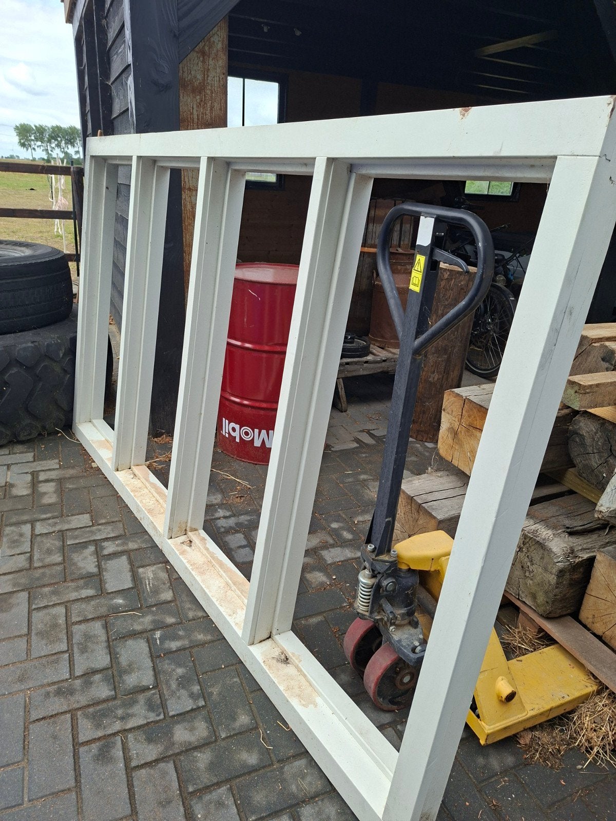 Nieuw hardhouten kozijn 140x243cm buitenwerks, Gevelraam of Ruit, Onbekend, Nieuw, Onbekend