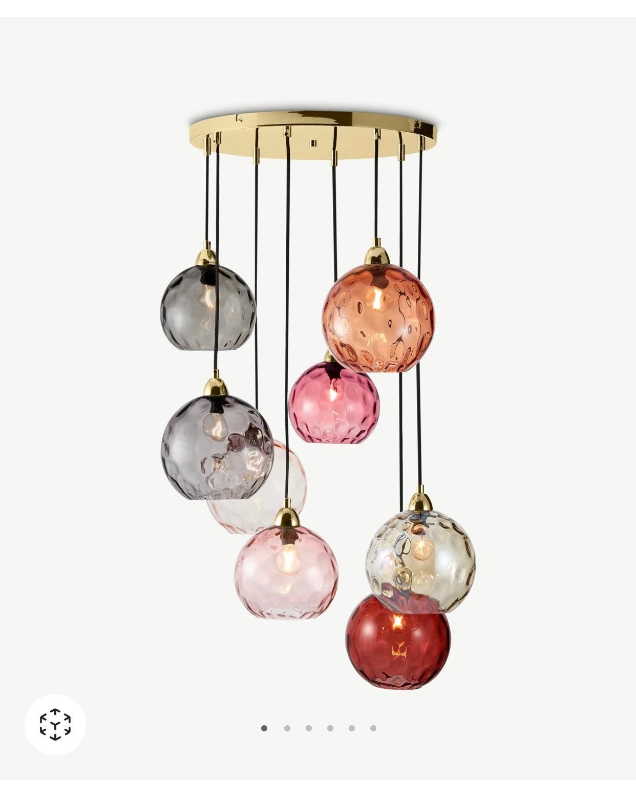 IIaria clusterlamp by Made met 8 Gekleurde Glazen Bollen, Ophalen, Gebruikt, Glas, E14 (klein)