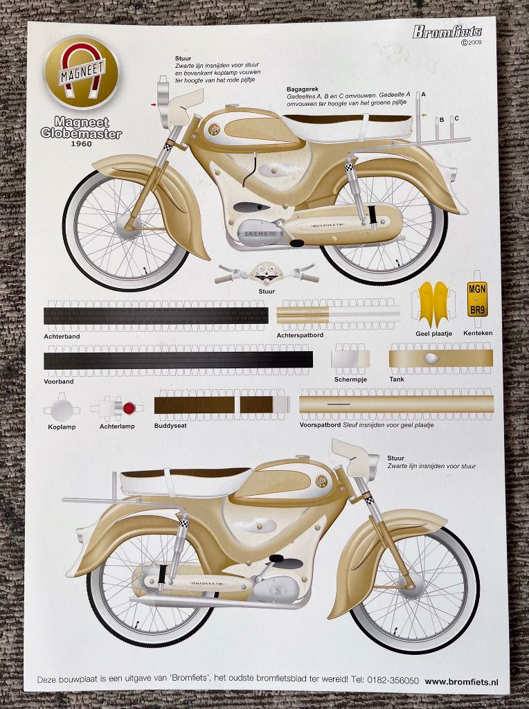 Bouwplaat Magneet Globemaster 1960 Uitgave BROMFIETS, Verzenden, Zo goed als nieuw
