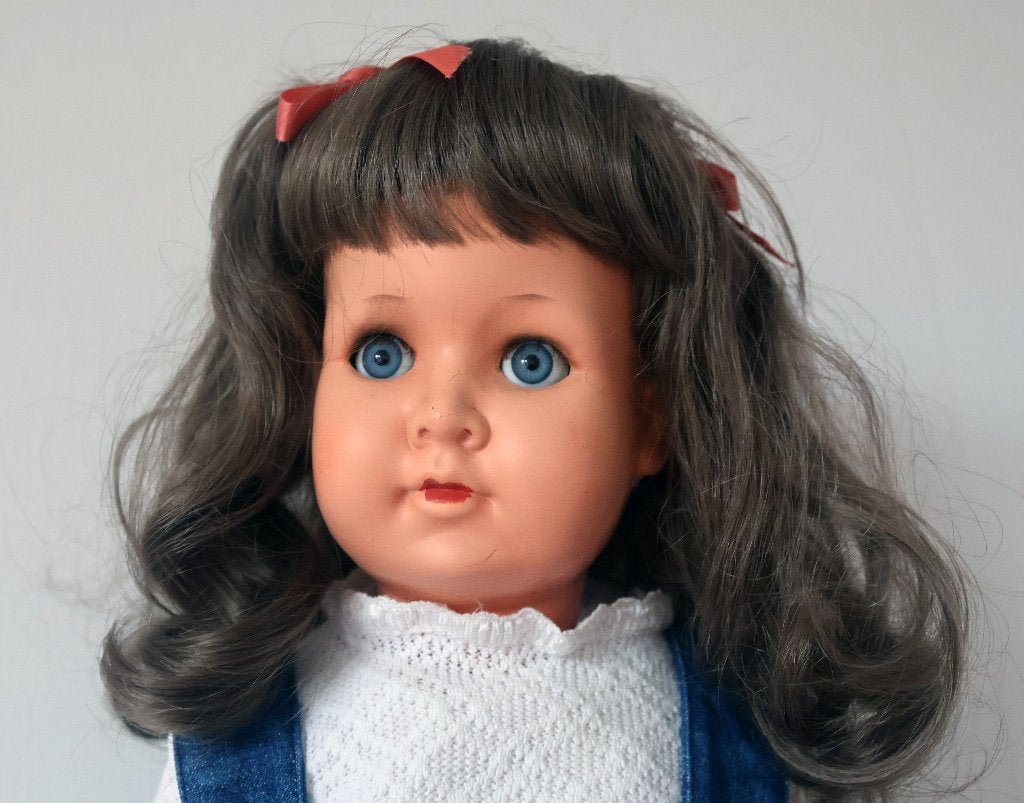 Antieke pop gemerkt J.N. 60 ( 60 cm.), Verzamelen, Poppen, Ophalen of Verzenden, Gebruikt, Pop