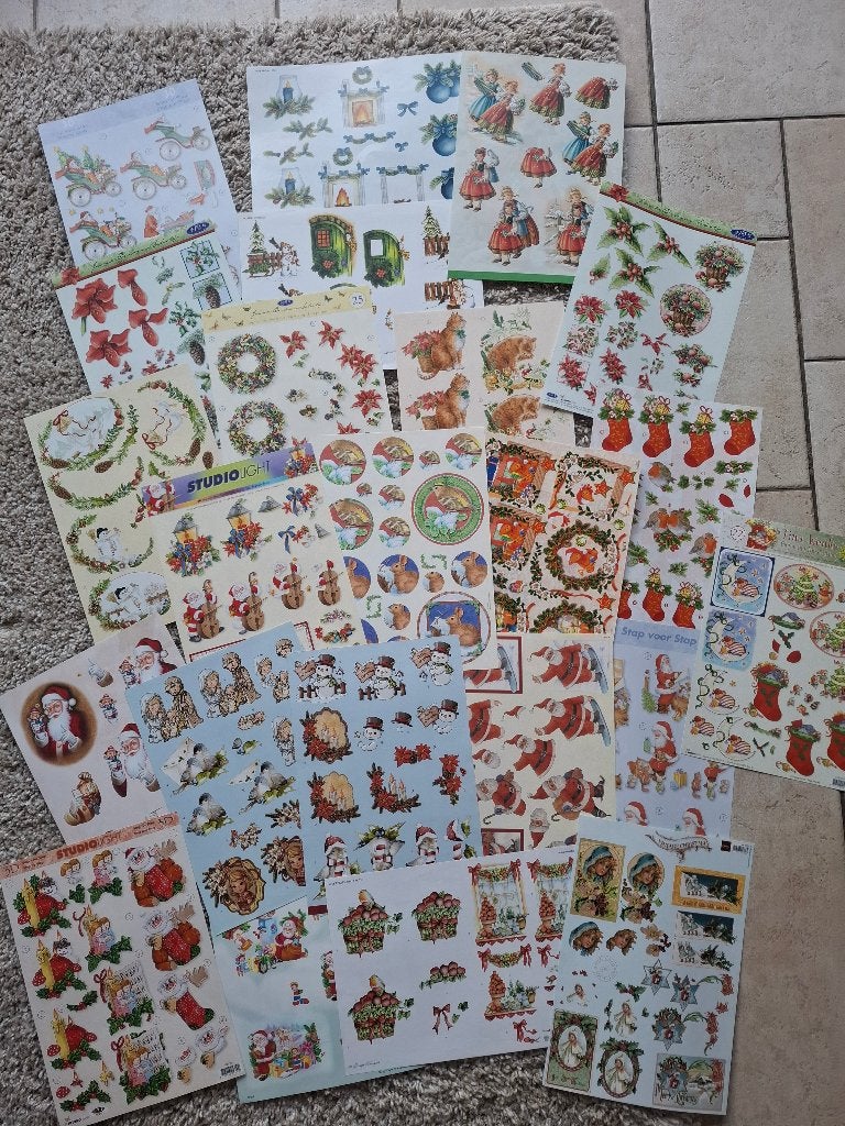 28 stap voor stap, 3d knipvellen thema kerst, Hobby en Vrije tijd, Kaarten | Zelf maken, Ophalen of Verzenden, Nieuw, Kerst, Knipvel