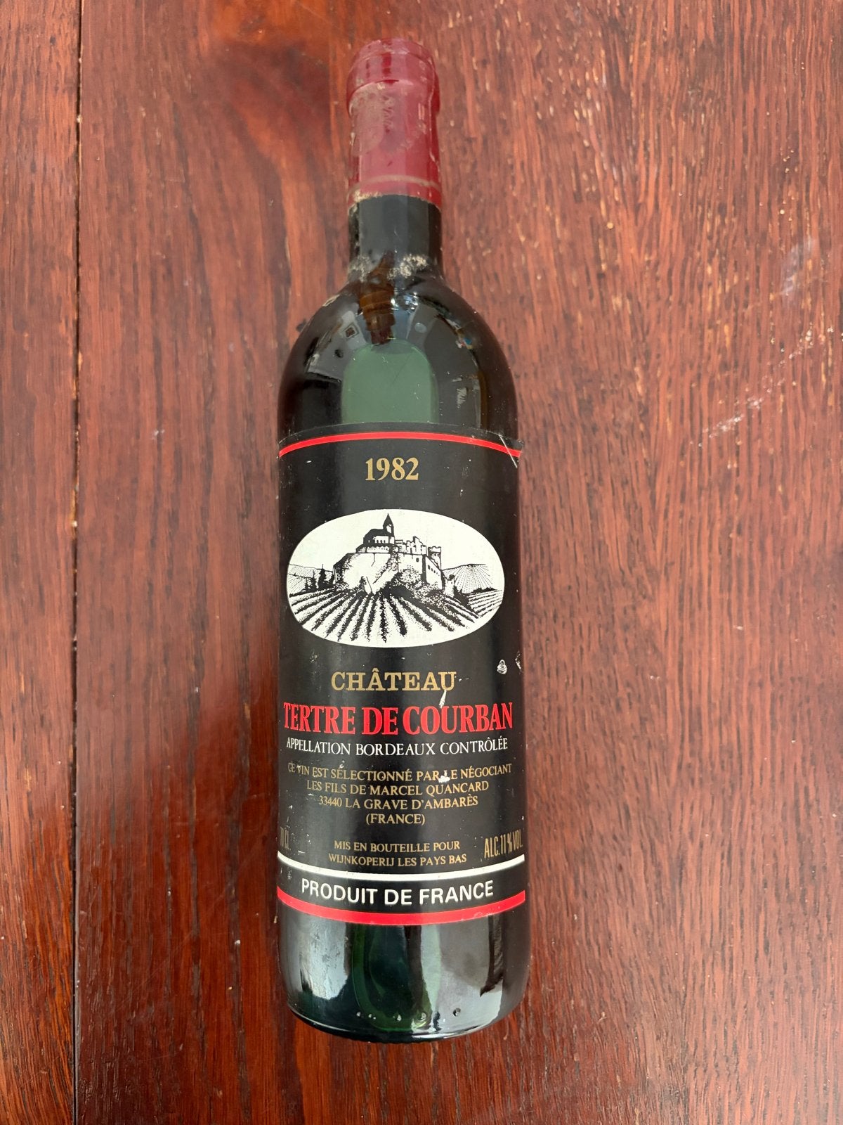 Château Tertre de Courban Bordeaux 1982, Ophalen of Verzenden, Gebruikt, Frankrijk, Rode wijn