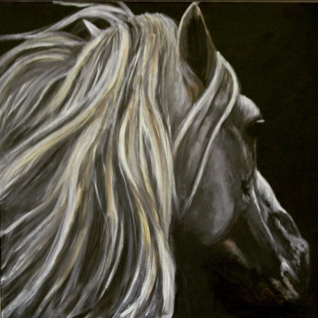Schilderij van een paard 90x90, Ophalen, Overige materialen, Acrylverf, Dieren