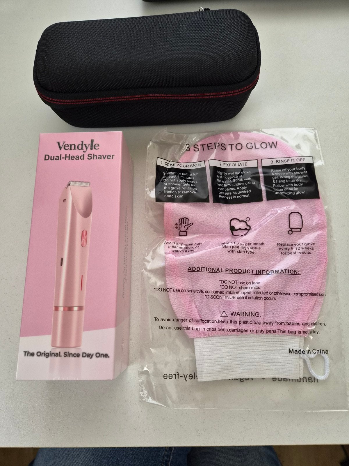 Vendyle Dual-Head Shaver en Exfoliërende Handschoen, Ophalen of Verzenden, Nieuw, Scheren en Epileren