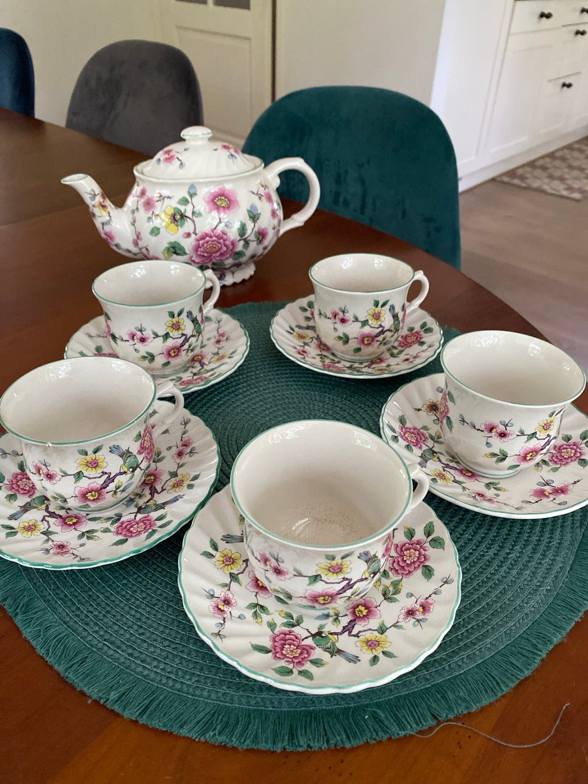Vintage James Kent Old Foley Chinese Rose Theeservies, Antiek en Kunst, Ophalen of Verzenden