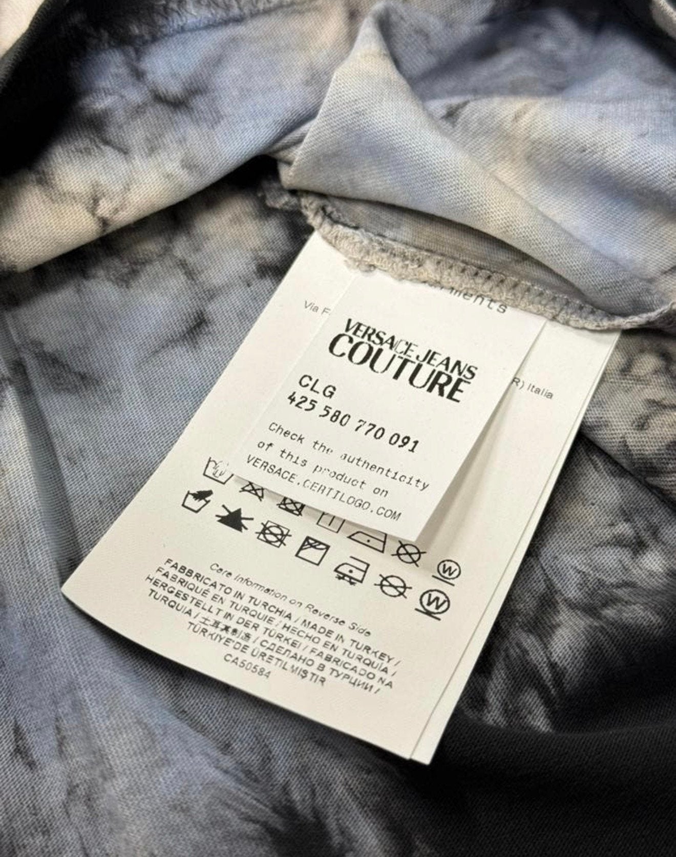 Versace Jeans Couture Tie-Dye Crewneck T-Shirt NIEUW 300$, S, Zwart, Nieuw, Ophalen of Verzenden