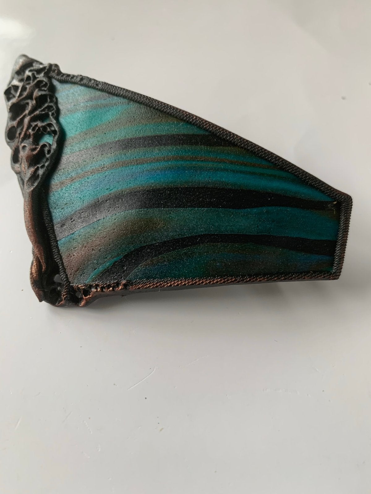 Unieke handgemaakte haarklem met blauwgroen patroon, Ophalen of Verzenden, Nieuw