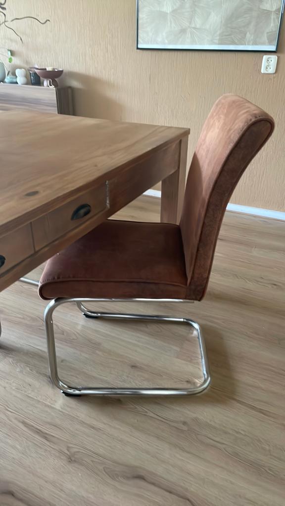Eetkamerstoelen Leenbakker 4 stuks zgan leuk bod=verkocht!, Ophalen, Zo goed als nieuw, Stof
