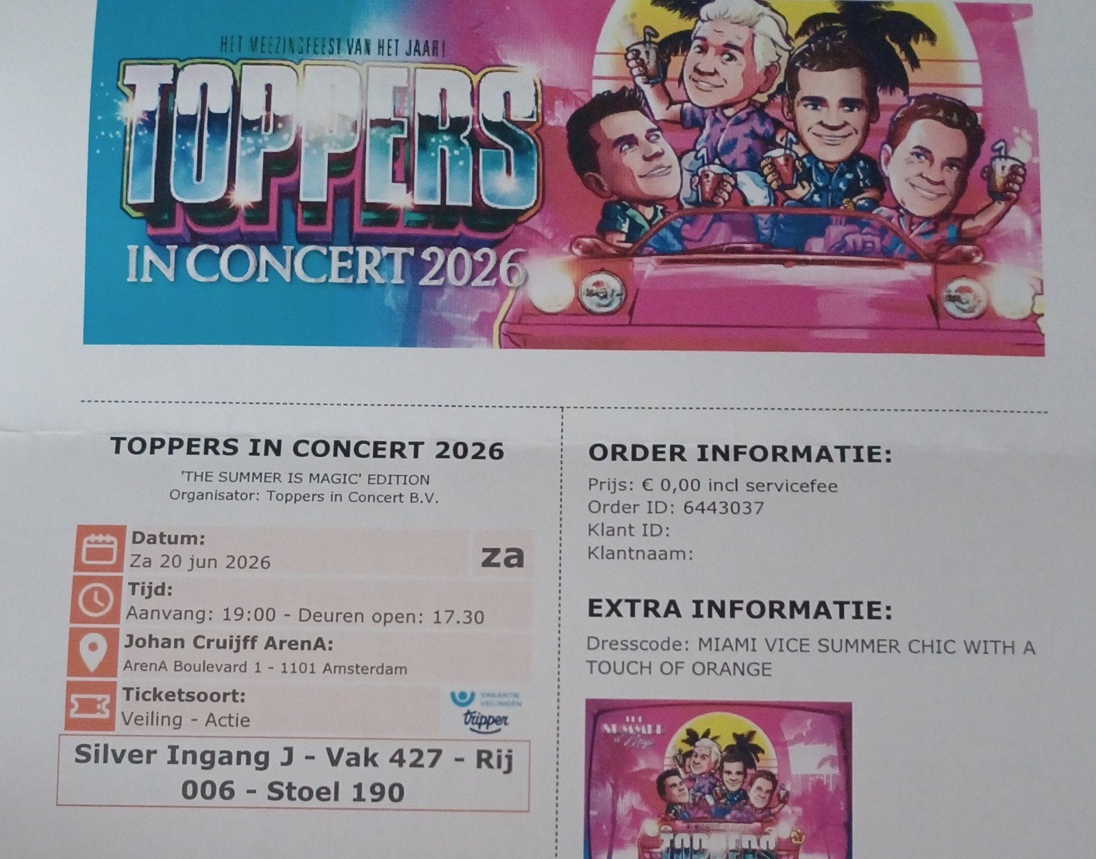 2 tickets De Toppers zaterdag 20 juni 2026, Twee personen, Juni, Levenslied