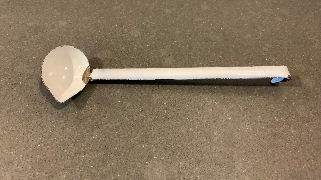 Oude emaille lepeltje, kleine lepel, Antiek en Kunst, Ophalen of Verzenden