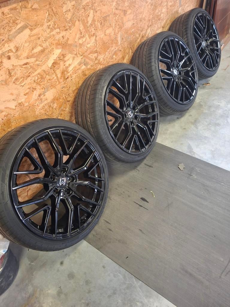 19 inch velgen zwart gepoedercoat et45, 19 inch, Gebruikt, Banden en Velgen, Ophalen of Verzenden